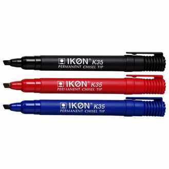 Ikon K35 Permanent Chisel Tip Marker - Pack Of 4 (mixed)