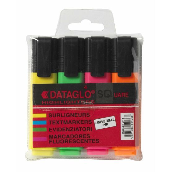 Dataglo Sq Highlighter - Pack Of 4 (mixed)